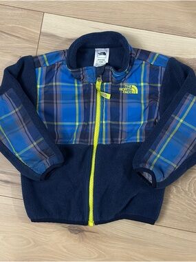 The North Face Infant Denali Fleece Jacket Plaid Blue 18-24M